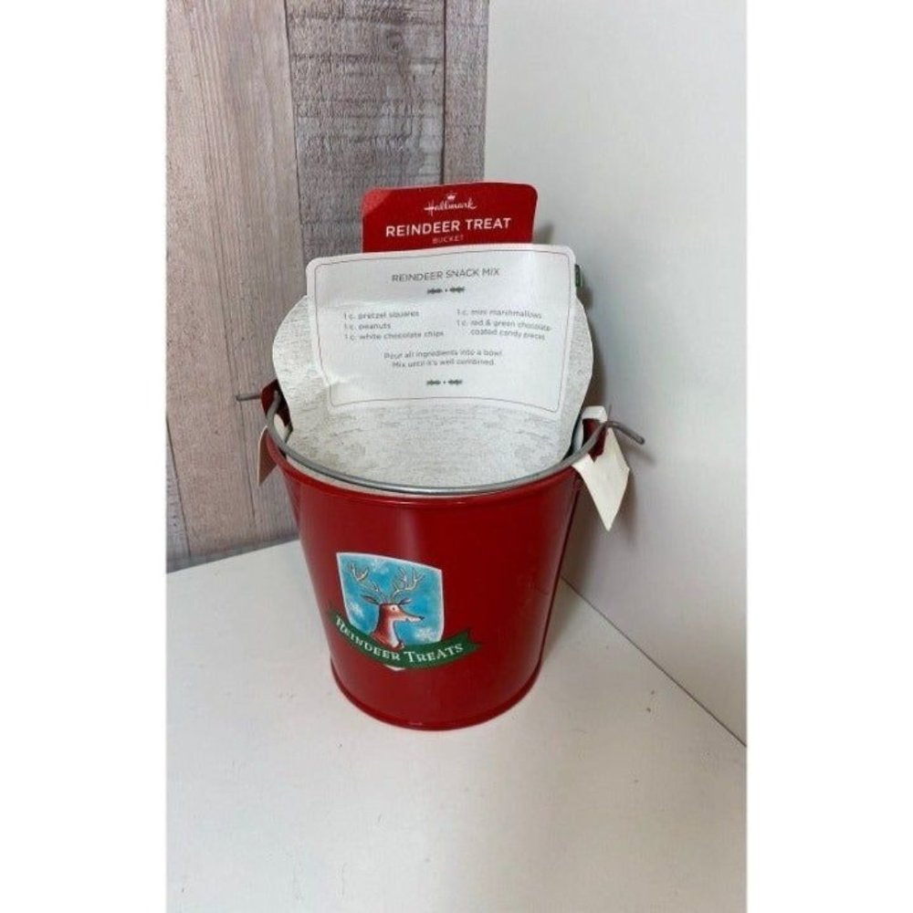 Hallmark Reindeer Treats Red Bucket Bowl